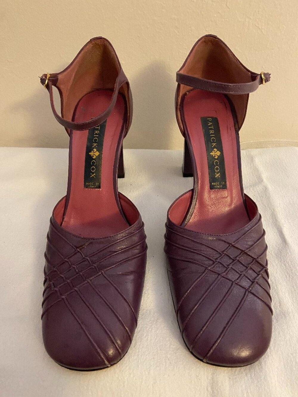 Patrick Cox Made in Italy Purple Leather Mary Jane Heels Size US 10/EU 41